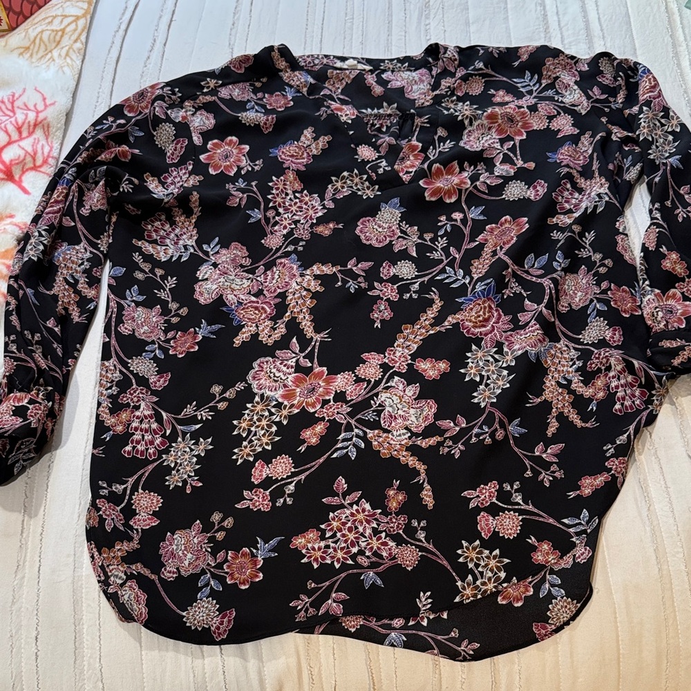 Maurices Black Floral Blouse
